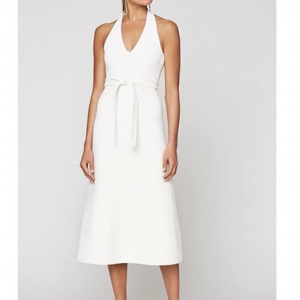Scanlan Theodore Ivory Crepe Halter Dress